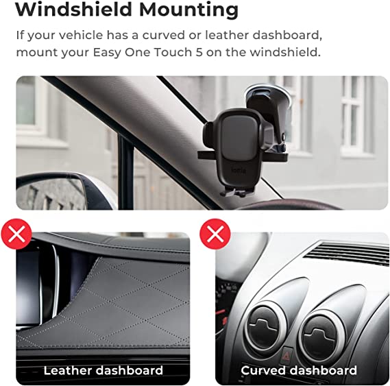 iOttie Easy One Touch 5 Dashboard & Windshield Universal Car Mount Phone Holder Desk Stand with Suction Cup Base and Telescopic Arm for iPhone, Samsung, Google, Huawei, Nokia, other Smartphones Black