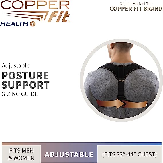 Copper Fit Health Unisex Posture Support, Adjustable,Black